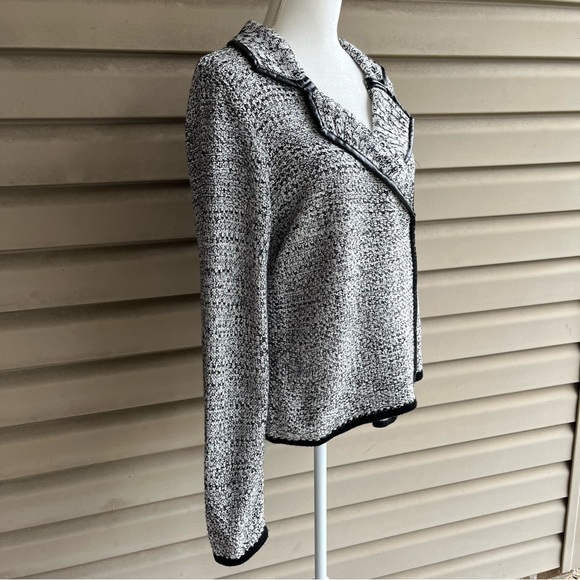 •Linda Matthews• Gray Marled Zipper Cardigan Sweater - Size Medium - Picture 4 of 7